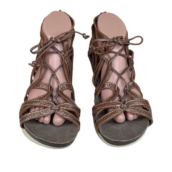 OTBT Nomadic Strappy Leather Zip Back Wedge Sandal 8.5 - Picture 1 of 8